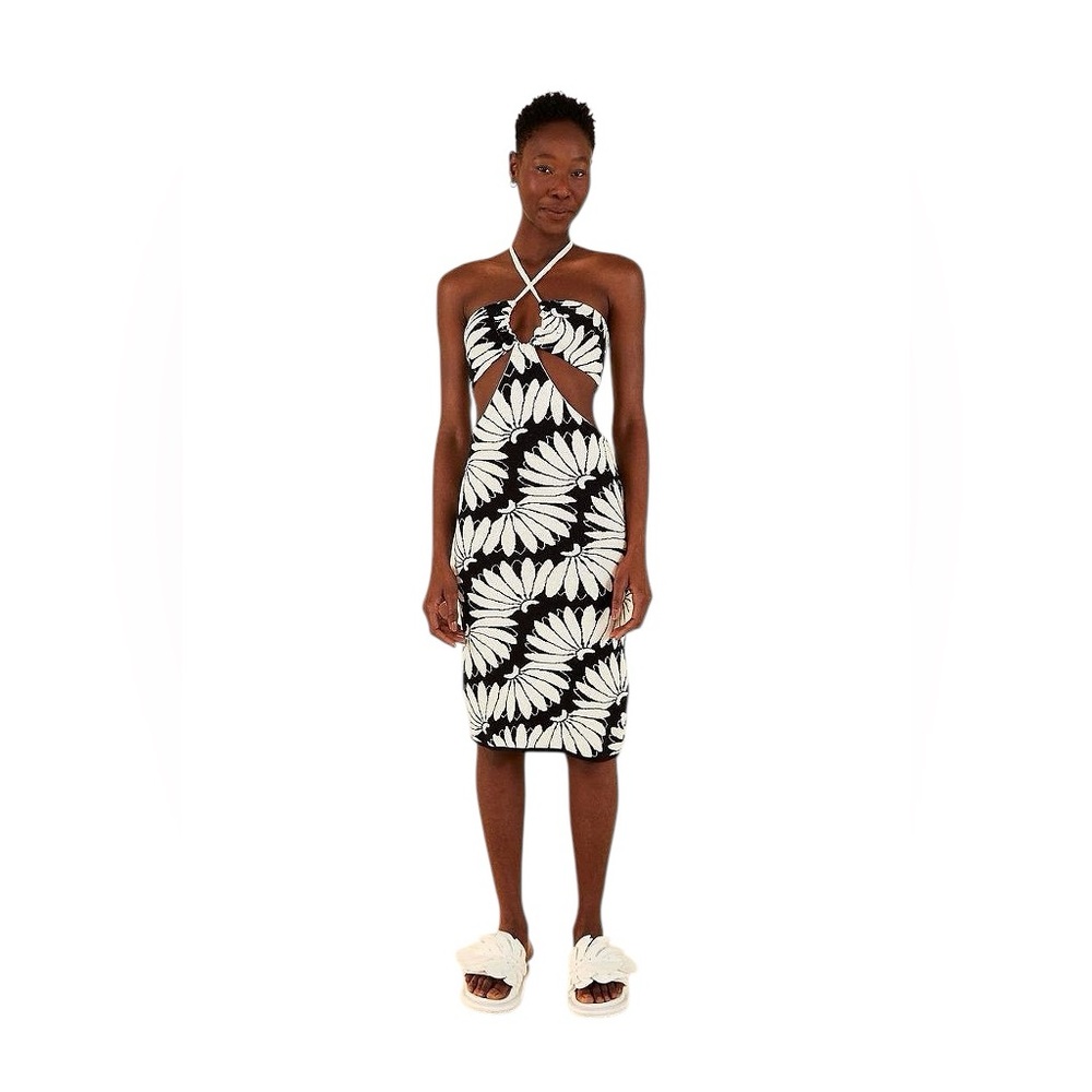 ☀️ FARM RIO Copacabana Black & White Cut-Out Midi Dress ☀️ Size M